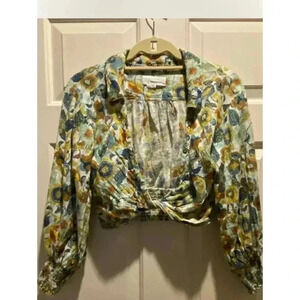 Anthropologie tie top blouse multi color